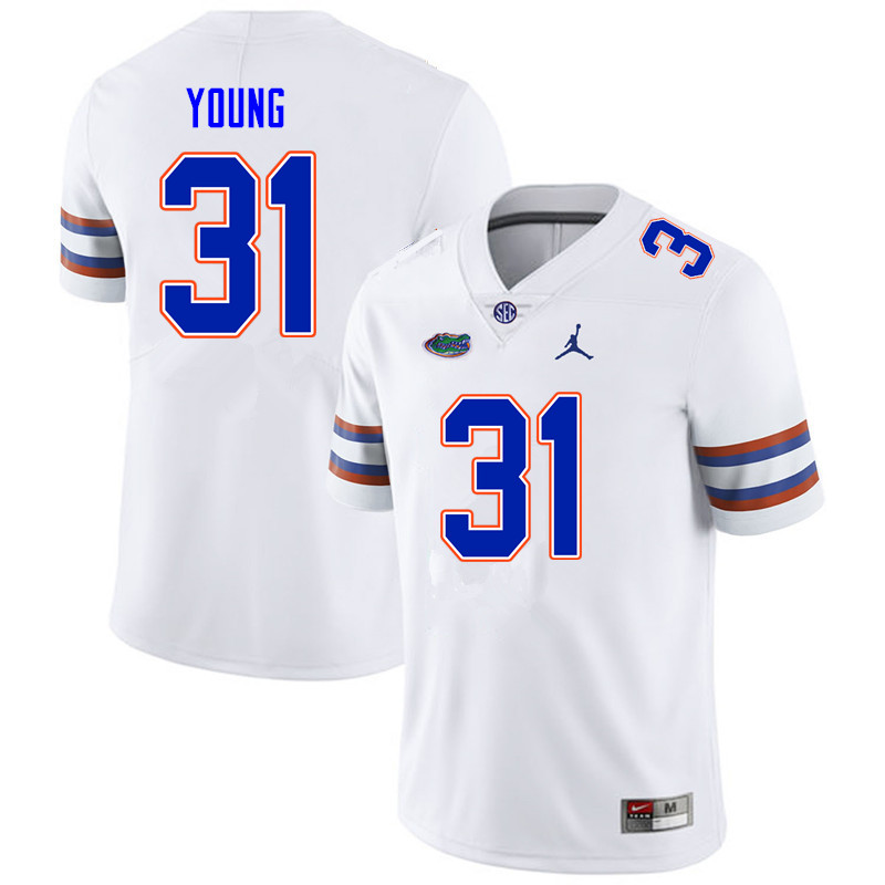 Men #31 Jordan Young Florida Gators College Football Jerseys Sale-White - Click Image to Close